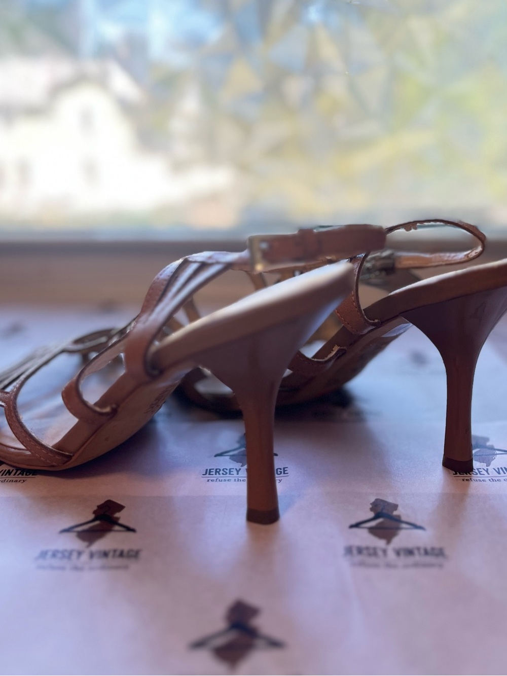 Franco Sarto Tan Strappy Open-Toe Heels - Picture 2 of 3